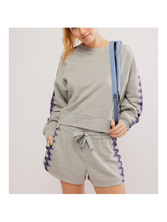 Free People Pants - (NWOT) Free People Intercept Wavy short set (sweatshirt and shorts)
